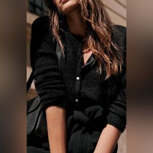 Sezane Gaspard Mohair Cardigan Black Size Medium